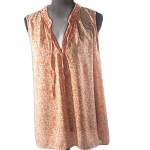 NWT Loft Orange Floral Sleeveless Tie Top Size XL